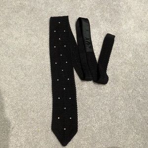 Black silk tie with white spots